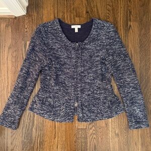J. Crew Navy and White Knit Cardigan